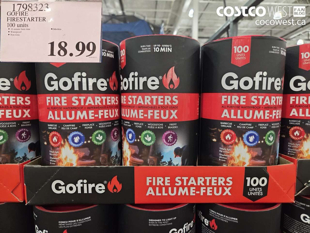 1798323 GOFIRE FIRESTARTER 100 UNITS $18.99
