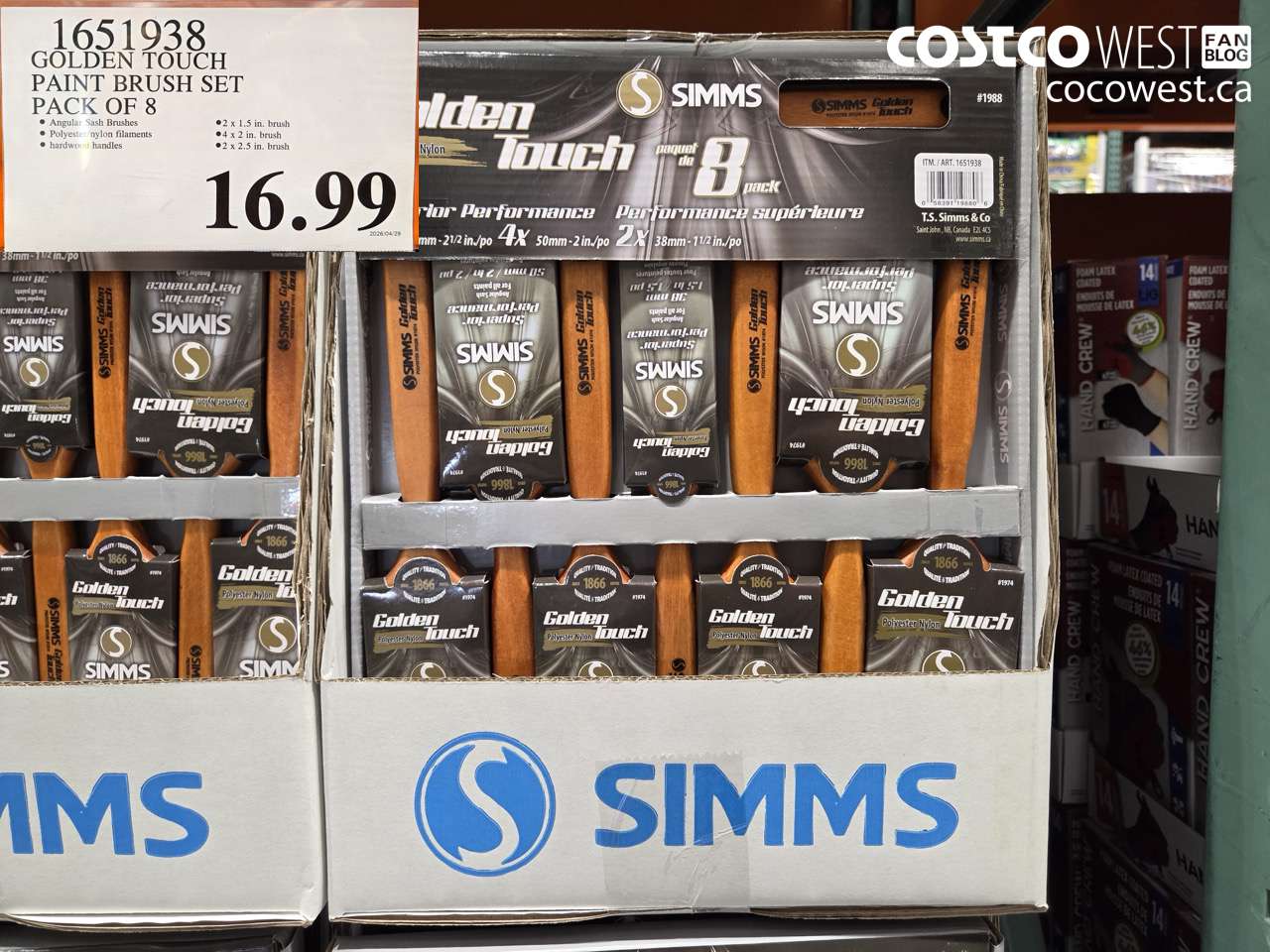1651938 GOLDEN TOUCH PAINT BRUSH SET PACK OF 8 $16.99