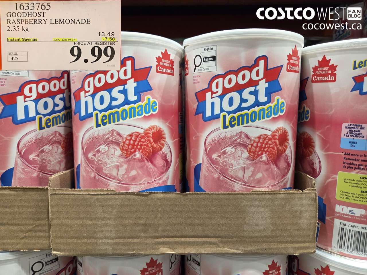 1633765 GOODHOST RASPBERRY LEMONADE 2.35 KG ($3.50 INSTANT SAVINGS EXPIRES ON 2026-05-17) $9.99