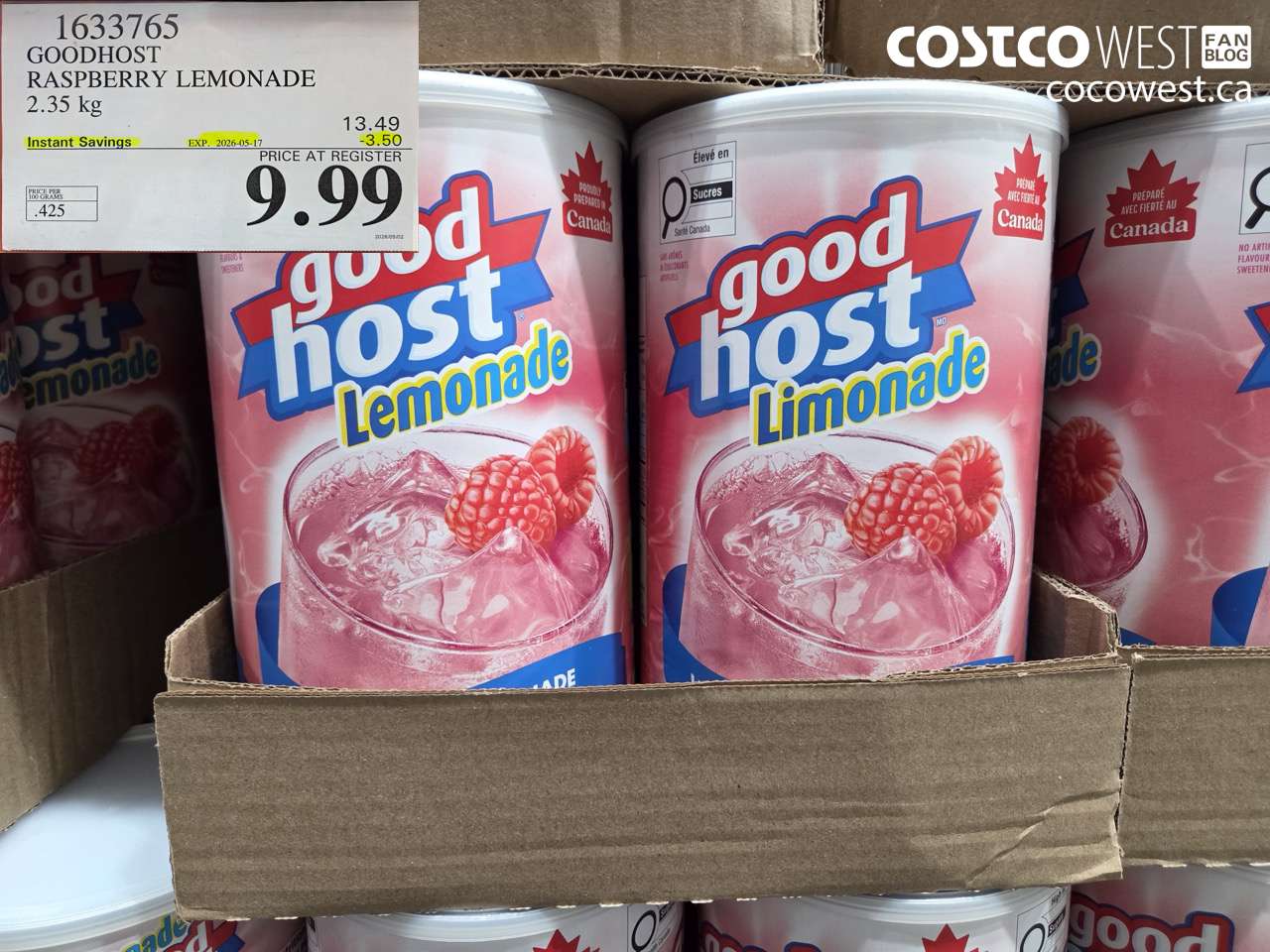 1633765 GOODHOST RASPBERRY LEMONADE 2.35 KG ($3.50 INSTANT SAVINGS EXPIRES ON 2026-05-17) $9.99