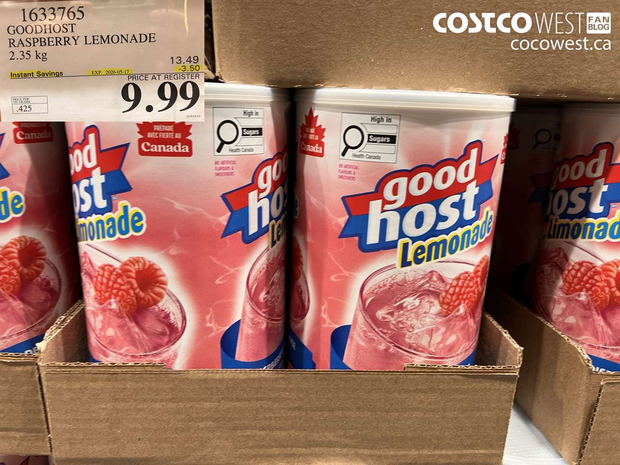 1633765 GOODHOST RASPBERRY LEMONADE 2.35 KG ($3.50 INSTANT SAVINGS EXPIRES ON 2026-05-17) $9.99