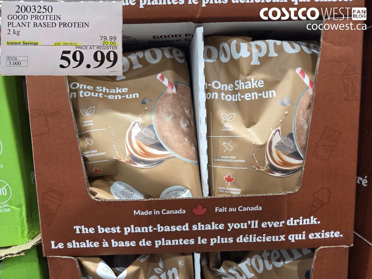 2003250 GOOD PROTEIN PLANT BASED PROTEIN 2 KG ($20.00 INSTANT SAVINGS EXPIRES ON 2026-05-10) $59.99