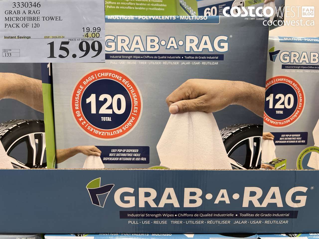 3330346 GRAB A RAG MICROFIBRE TOWEL PACK OF 120 ($4.00 INSTANT SAVINGS EXPIRES ON 2026-05-24) $15.99