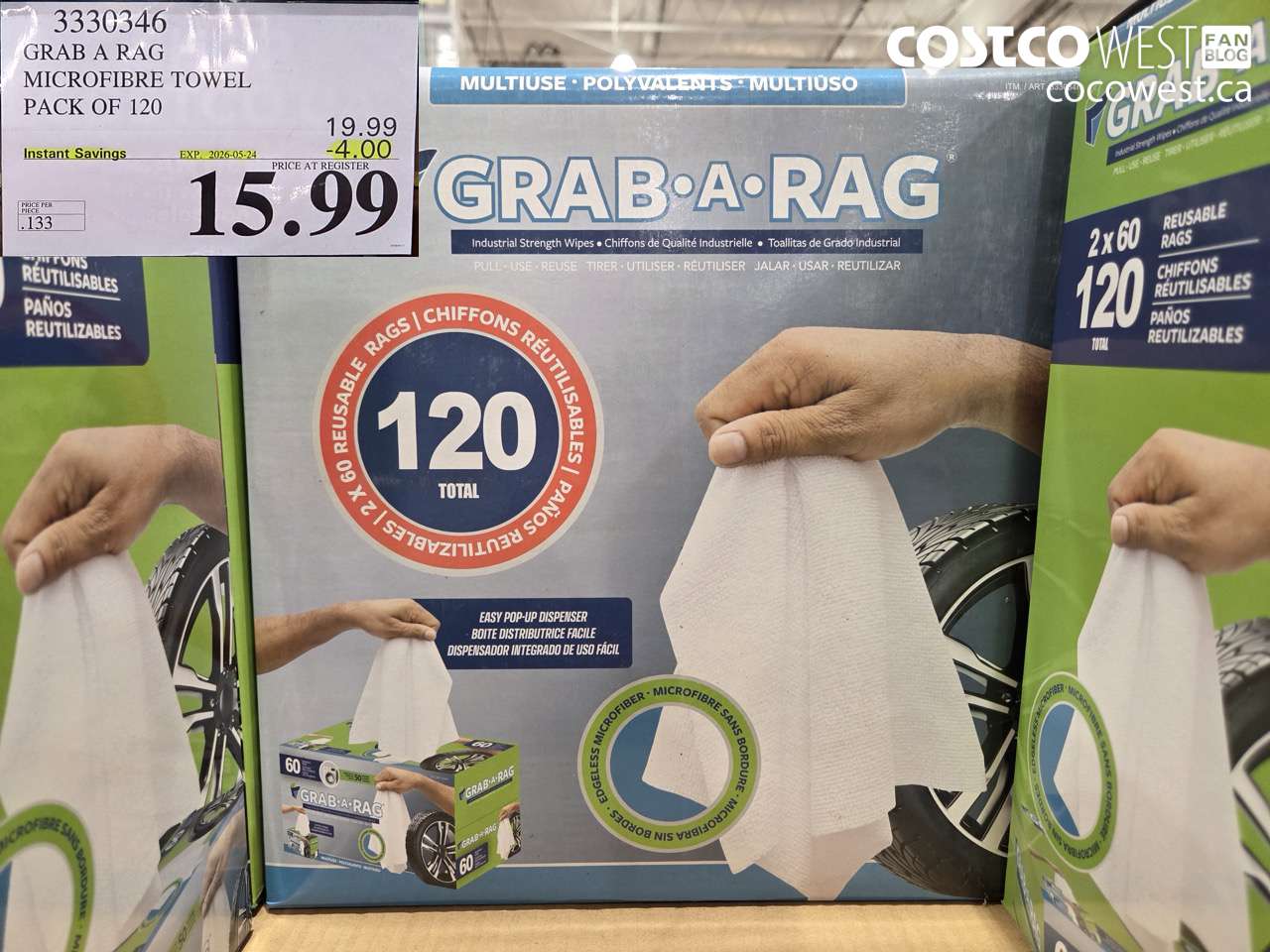 3330346 GRAB A RAG MICROFIBRE TOWEL PACK OF 120 ($4.00 INSTANT SAVINGS EXPIRES ON 2026-05-24) $15.99