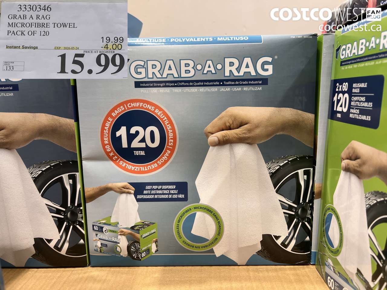 3330346 GRAB A RAG MICROFIBRE TOWEL PACK OF 120 ($4.00 INSTANT SAVINGS EXPIRES ON 2026-05-24) $15.99