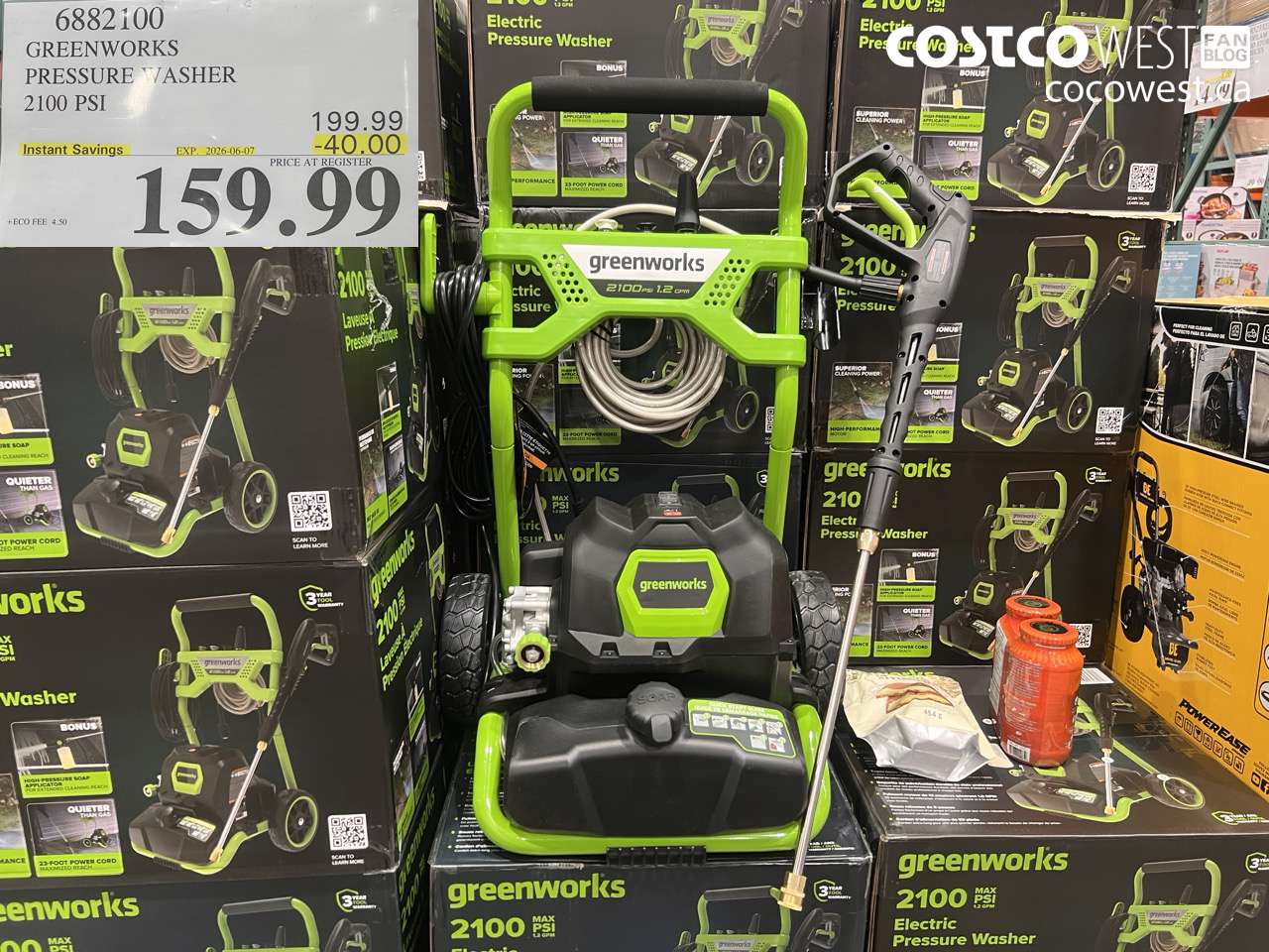 6882100 GREENWORKS PRESSURE WASHER 2100 PSI ($40.00 INSTANT SAVINGS EXPIRES ON 2026-06-07) $159.99