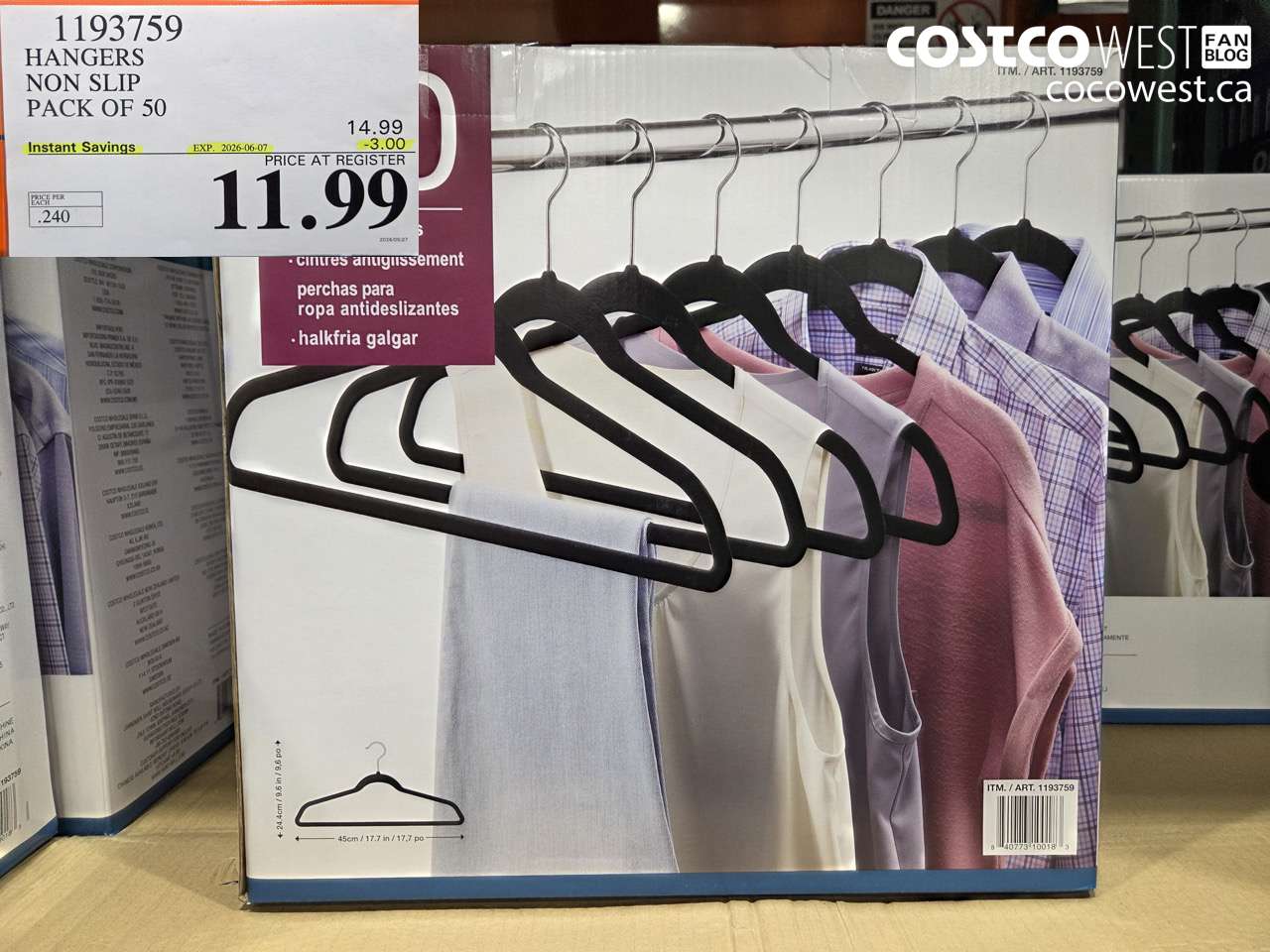 1193759 HANGERS NON SLIP PACK OF 50 ($3.00 INSTANT SAVINGS EXPIRES ON 2026-06-07) $11.99