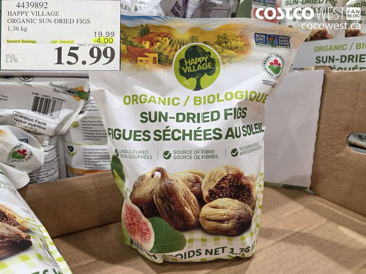 4439892 HAPPY VILLAGE ORGANIC SUN-DRIED FIGS 1.36 KG ($4.00 INSTANT SAVINGS EXPIRES ON 2026-05-10) $15.99