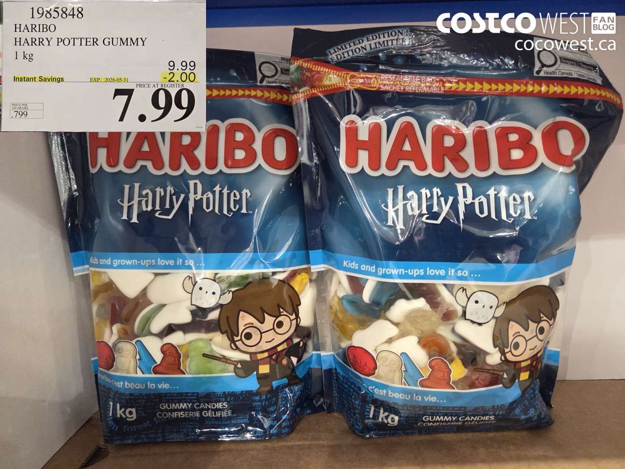 1985848 HARIBO HARRY POTTER GUMMY 1 KG ($2.00 INSTANT SAVINGS EXPIRES ON 2026-05-31) $7.99