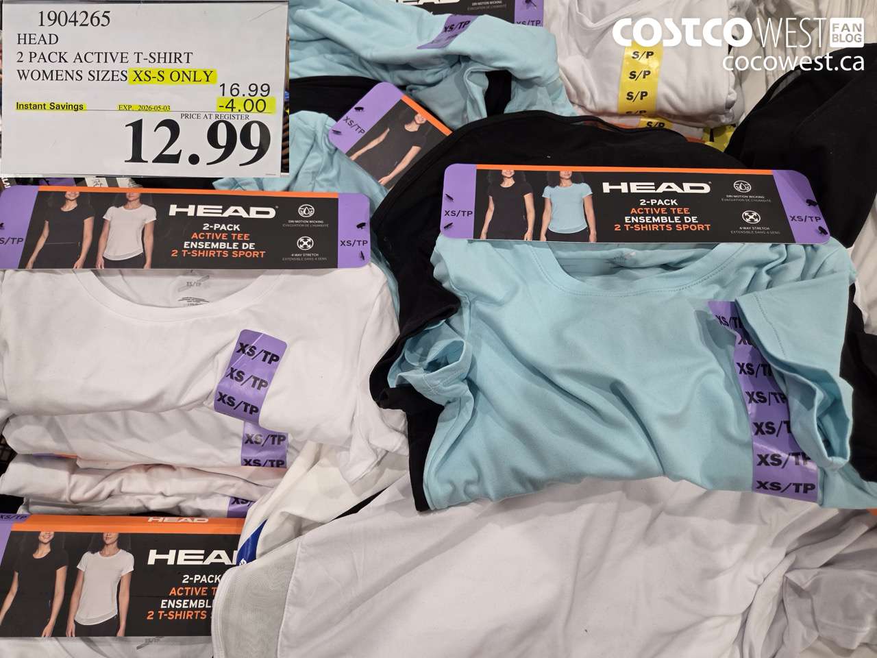 1904265 HEAD 2 PACK ACTIVE T-SHIRT WOMENS SIZES XS-S ONLY ($4.00 INSTANT SAVINGS EXPIRES ON 2026-05-03) $12.99