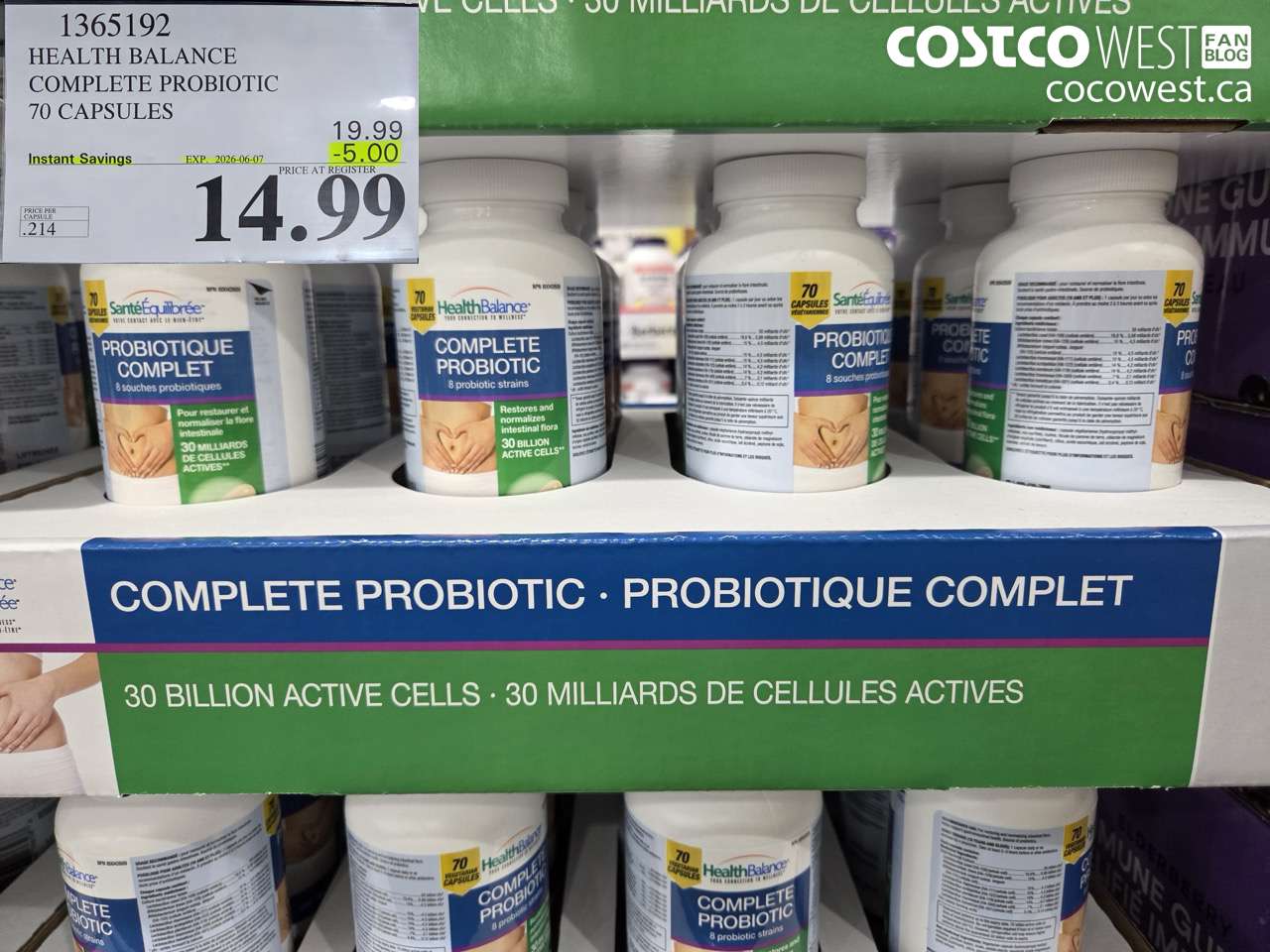 1365192 HEALTH BALANCE COMPLETE PROBIOTIC 70 CAPSULES ($5.00 INSTANT SAVINGS EXPIRES ON 2026-06-07) $14.99