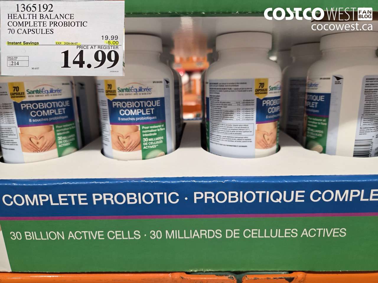 1365192 HEALTH BALANCE COMPLETE PROBIOTIC 70 CAPSULES ($5.00 INSTANT SAVINGS EXPIRES ON 2026-06-07) $14.99
