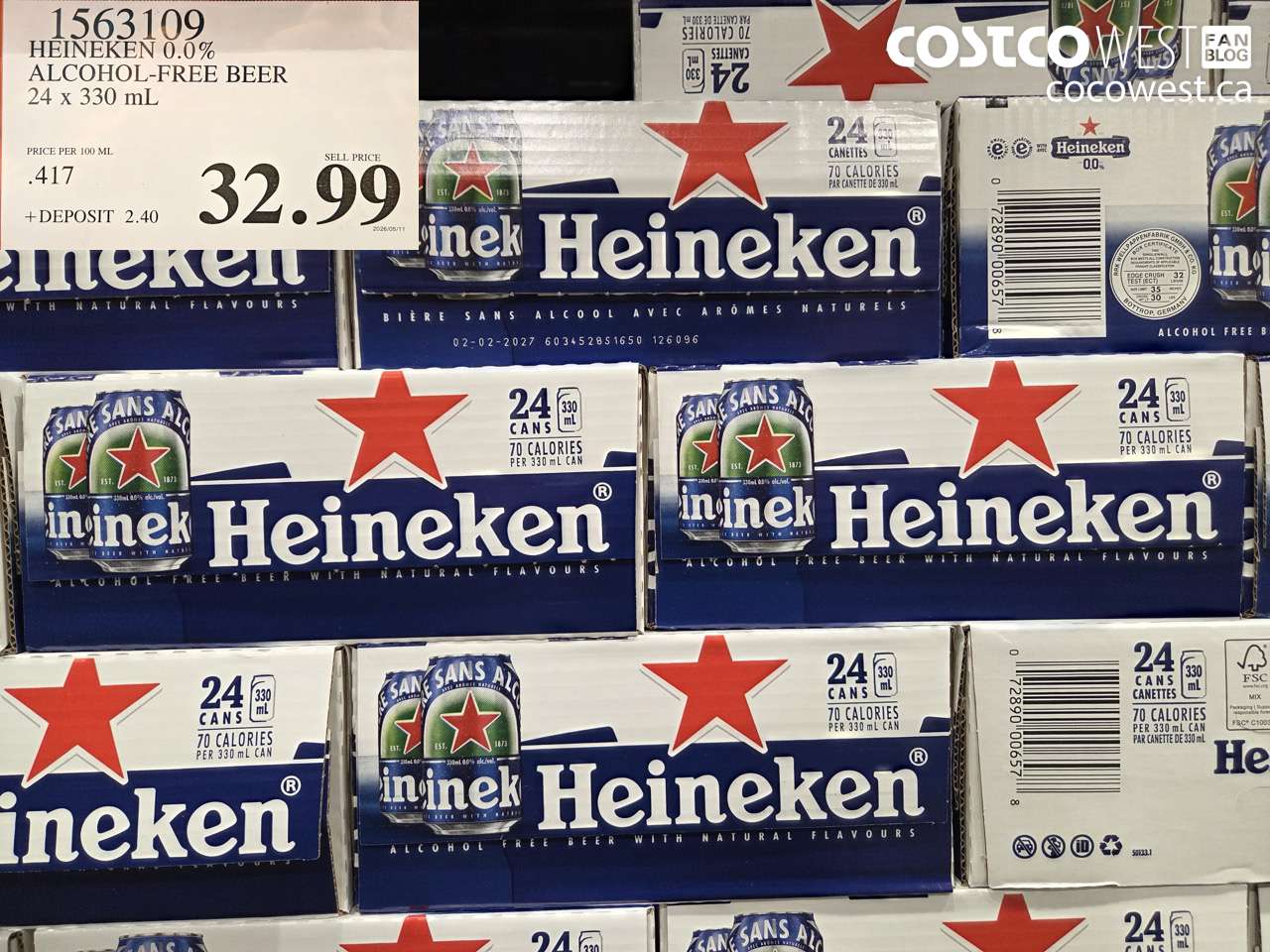 1563109 HEINEKEN 0.0% ALCOHOL-FREE BEER 24 X 330 ML $32.99