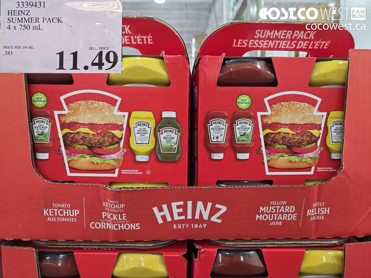 3339431 HEINZ SUMMER PACK 4 X 750 ML $11.49