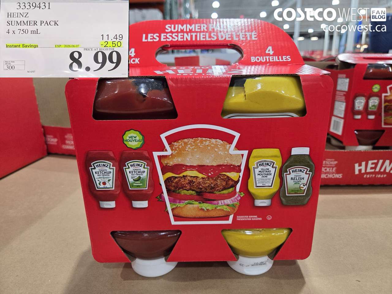3339431 HEINZ SUMMER PACK 4 X 750 ML ($2.50 INSTANT SAVINGS EXPIRES ON 2026-06-07) $8.99