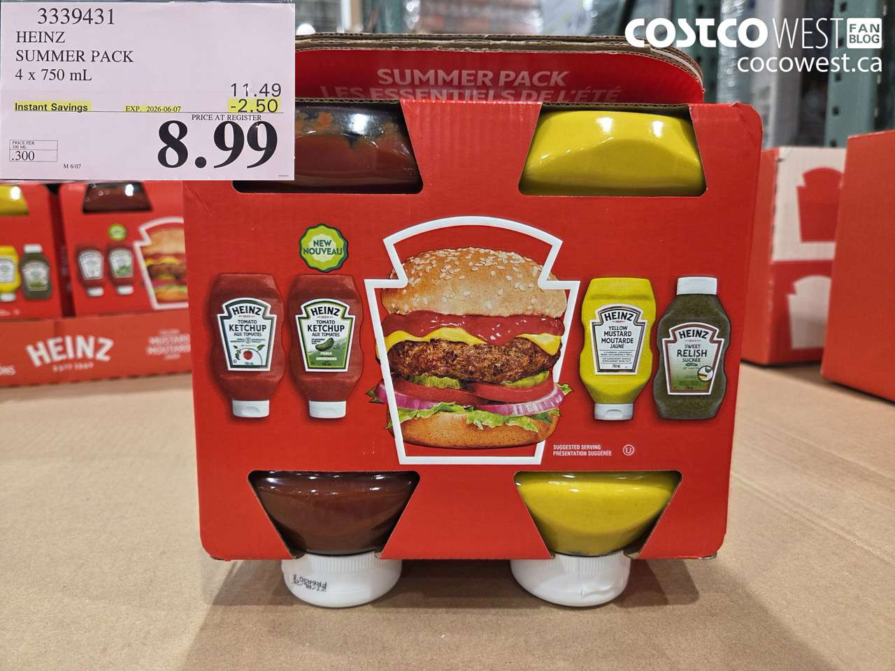 3339431 HEINZ SUMMER PACK 4 X 750 ML ($2.50 INSTANT SAVINGS EXPIRES ON 2026-06-07) $8.99