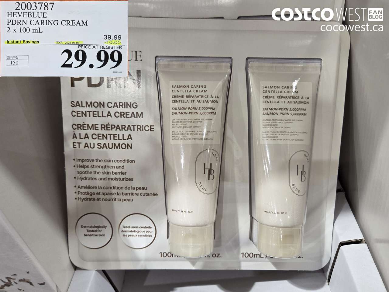 2003787 HEVEBLUE PDRN CARING CREAM 2 X 100 ML ($10.00 INSTANT SAVINGS EXPIRES ON 2026-06-07) $29.99