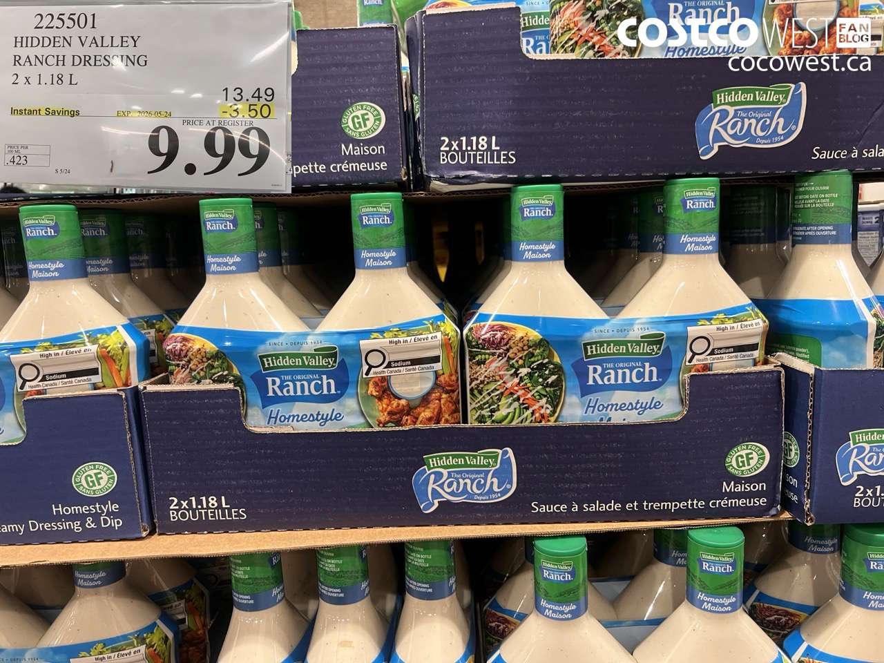 225501 HIDDEN VALLEY RANCH DRESSING 2 X 1.18 L ($3.50 INSTANT SAVINGS EXPIRES ON 2026-05-24) $9.99