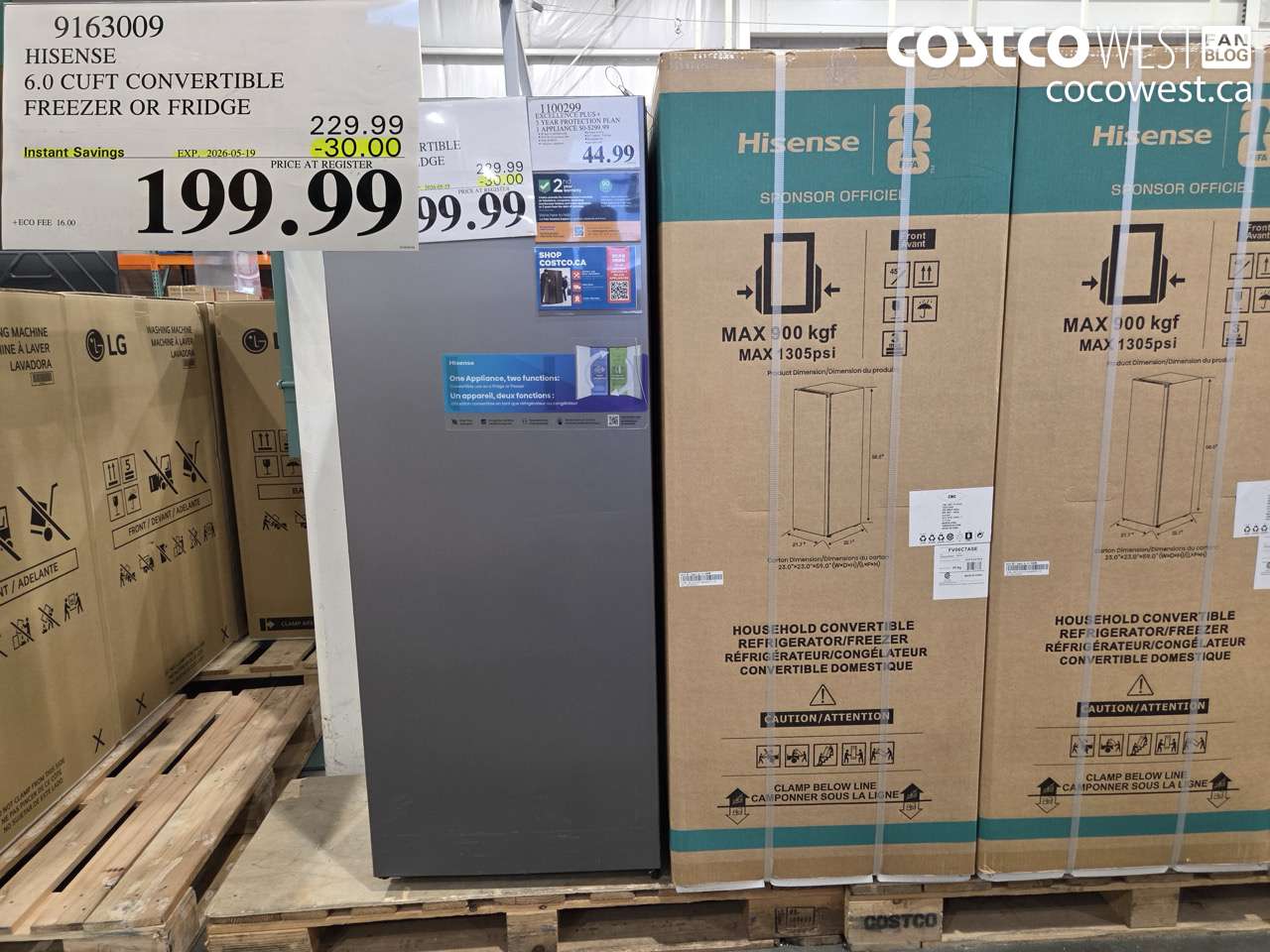 9163009 HISENSE 6.0 CUFT CONVERTIBLE FREEZER OR FRIDGE ($30.00 INSTANT SAVINGS EXPIRES ON 2026-05-19) $199.99