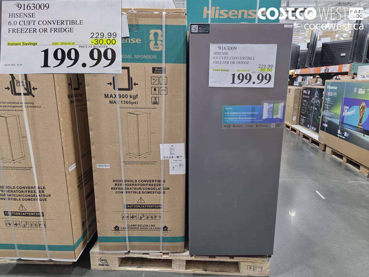 9163009 HISENSE 6.0 CUFT CONVERTIBLE FREEZER OR FRIDGE ($30.00 INSTANT SAVINGS EXPIRES ON 2026-05-19) $199.99