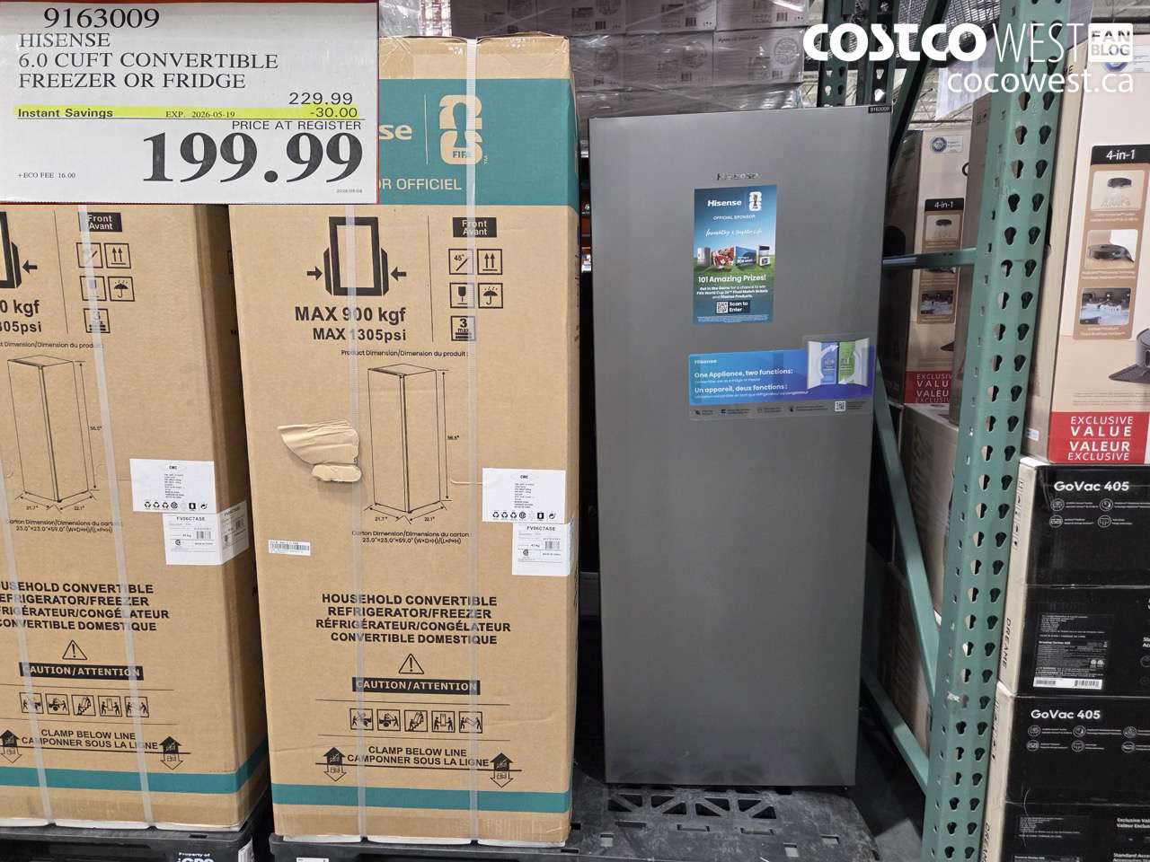 9163009 HISENSE 6.0 CUFT CONVERTIBLE FREEZER OR FRIDGE ($30.00 INSTANT SAVINGS EXPIRES ON 2026-05-19) $199.99