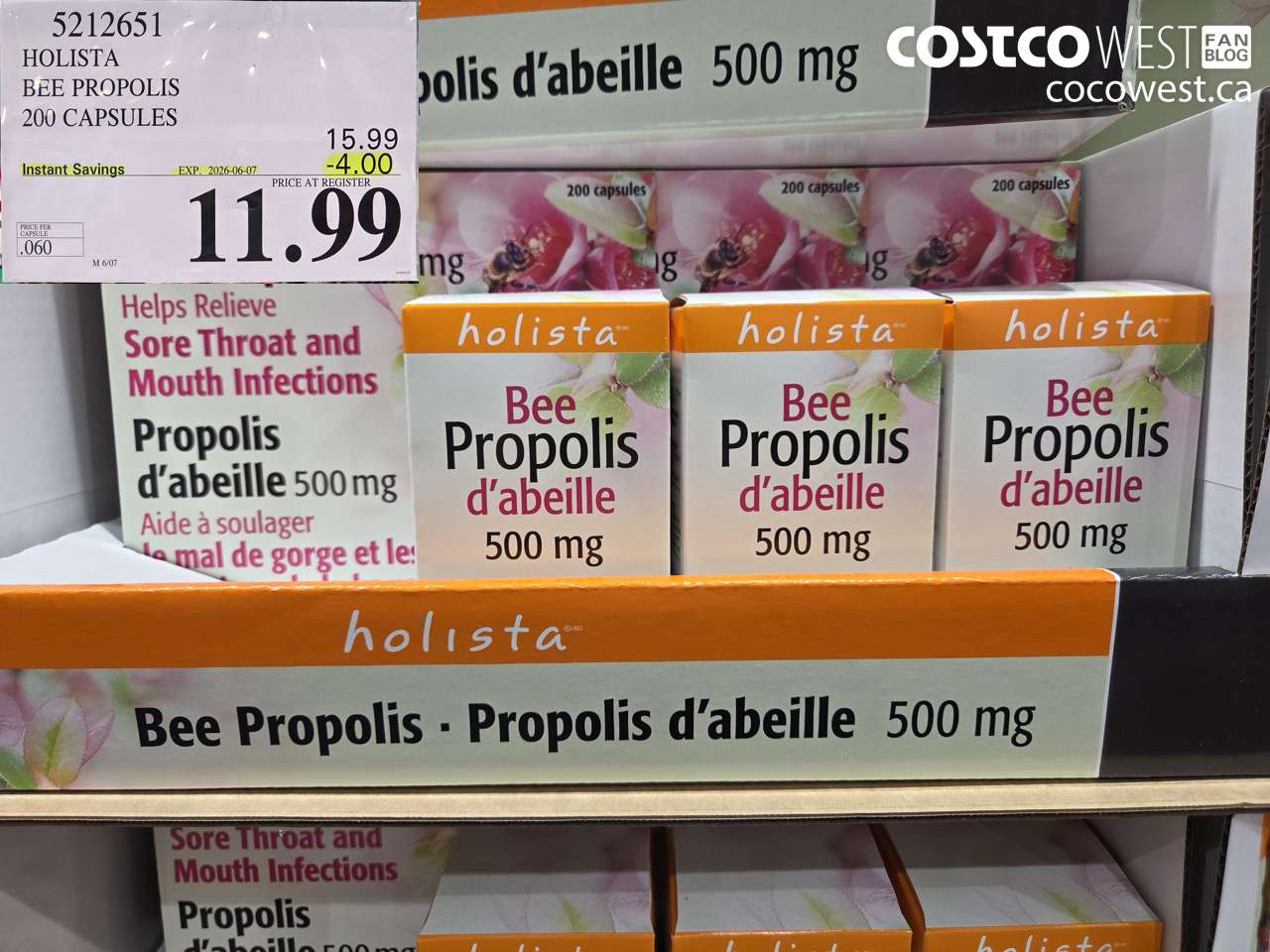 5212651 HOLISTA BEE PROPOLIS 200 CAPSULES ($4.00 INSTANT SAVINGS EXPIRES ON 2026-06-07) $11.99