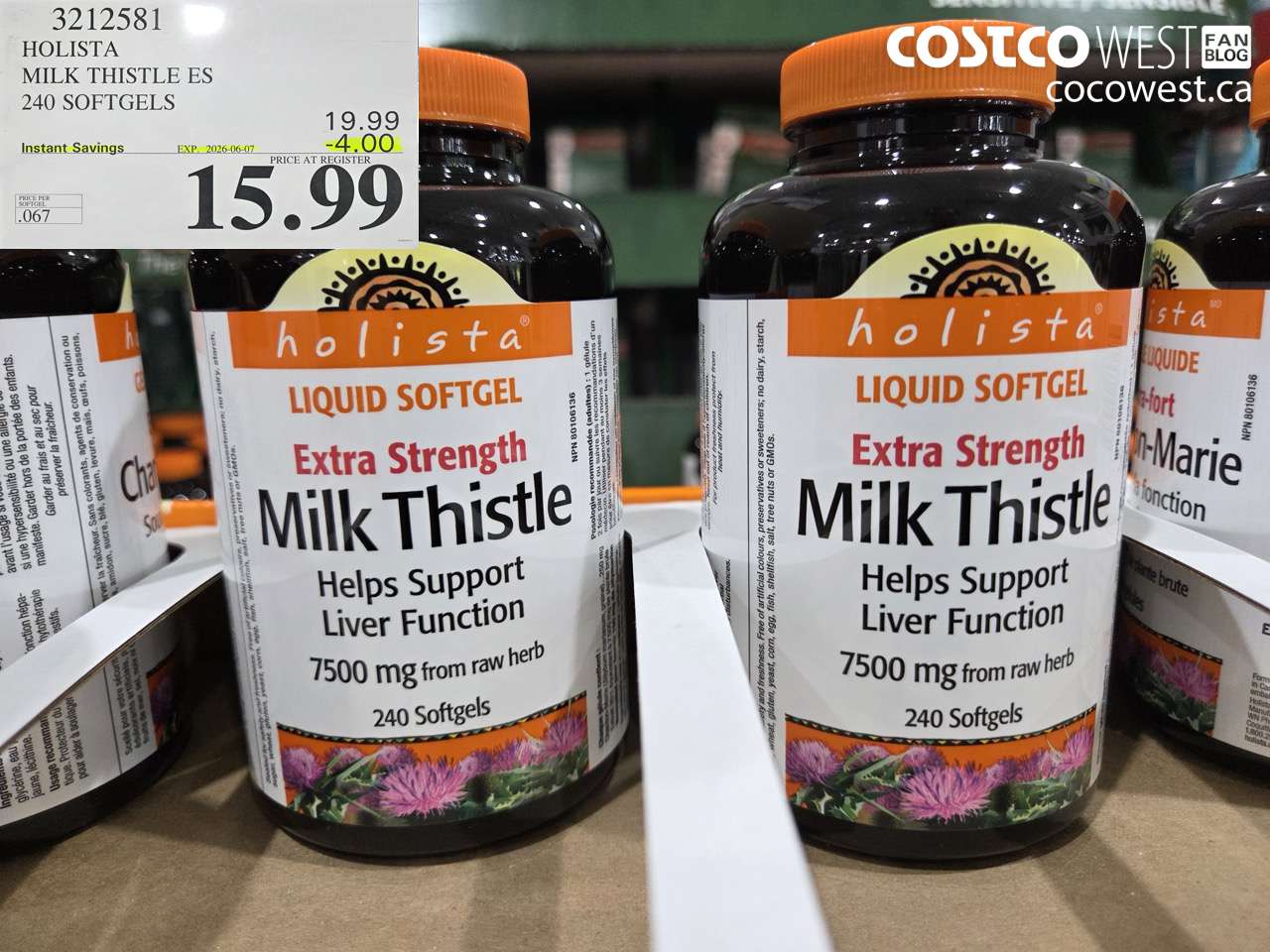 3212581 HOLISTA MILK THISTLE ES 240 SOFTGELS ($4.00 INSTANT SAVINGS EXPIRES ON 2026-06-07) $15.99