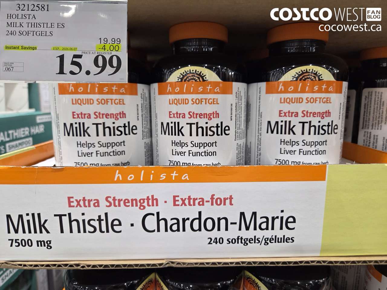 3212581 HOLISTA MILK THISTLE ES 240 SOFTGELS ($4.00 INSTANT SAVINGS EXPIRES ON 2026-06-07) $15.99