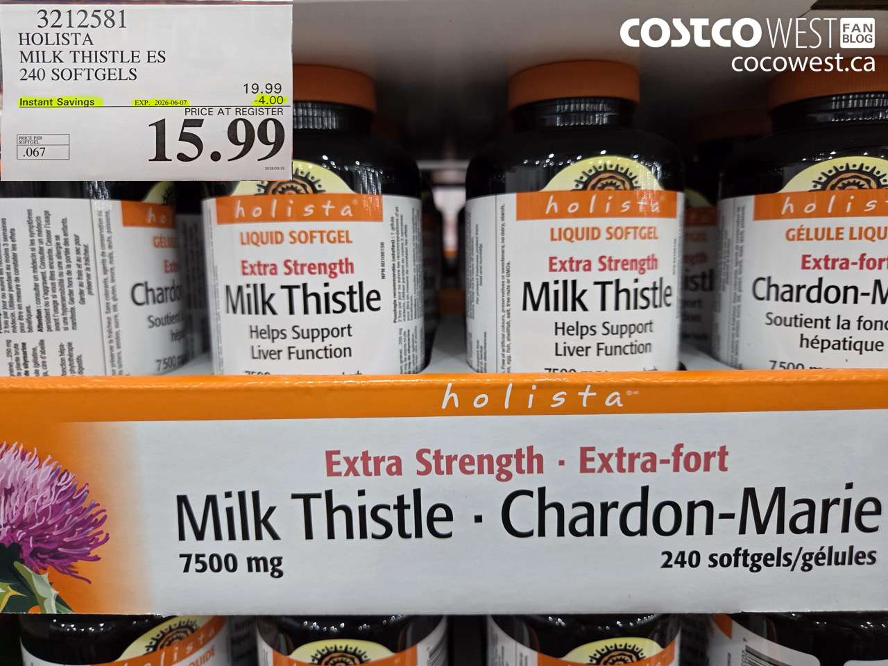 3212581 HOLISTA MILK THISTLE ES 240 SOFTGELS ($4.00 INSTANT SAVINGS EXPIRES ON 2026-06-07) $15.99