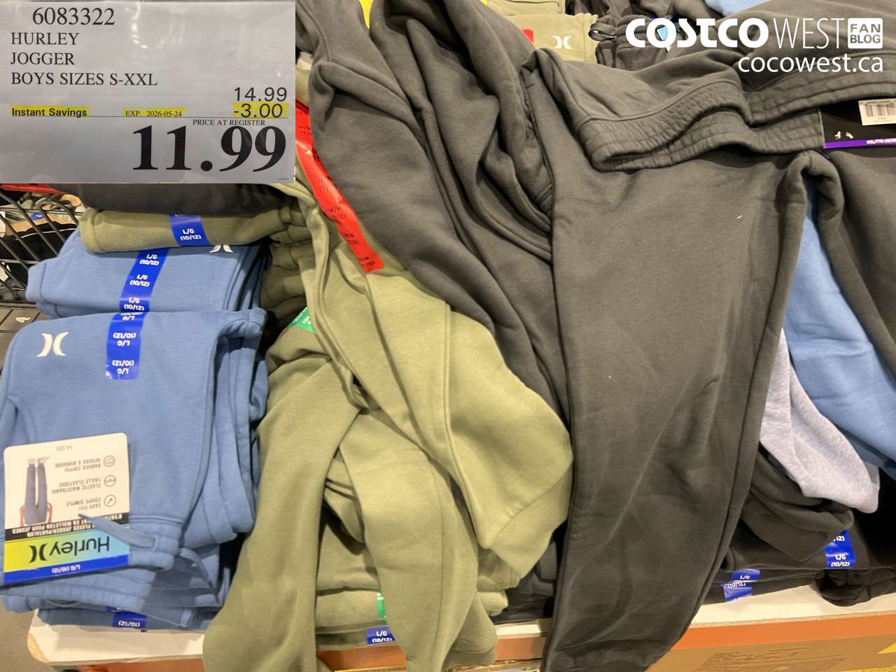 6083322 HURLEY JOGGER BOYS SIZES S-XXL ($3.00 INSTANT SAVINGS EXPIRES ON 2026-05-24) $11.99