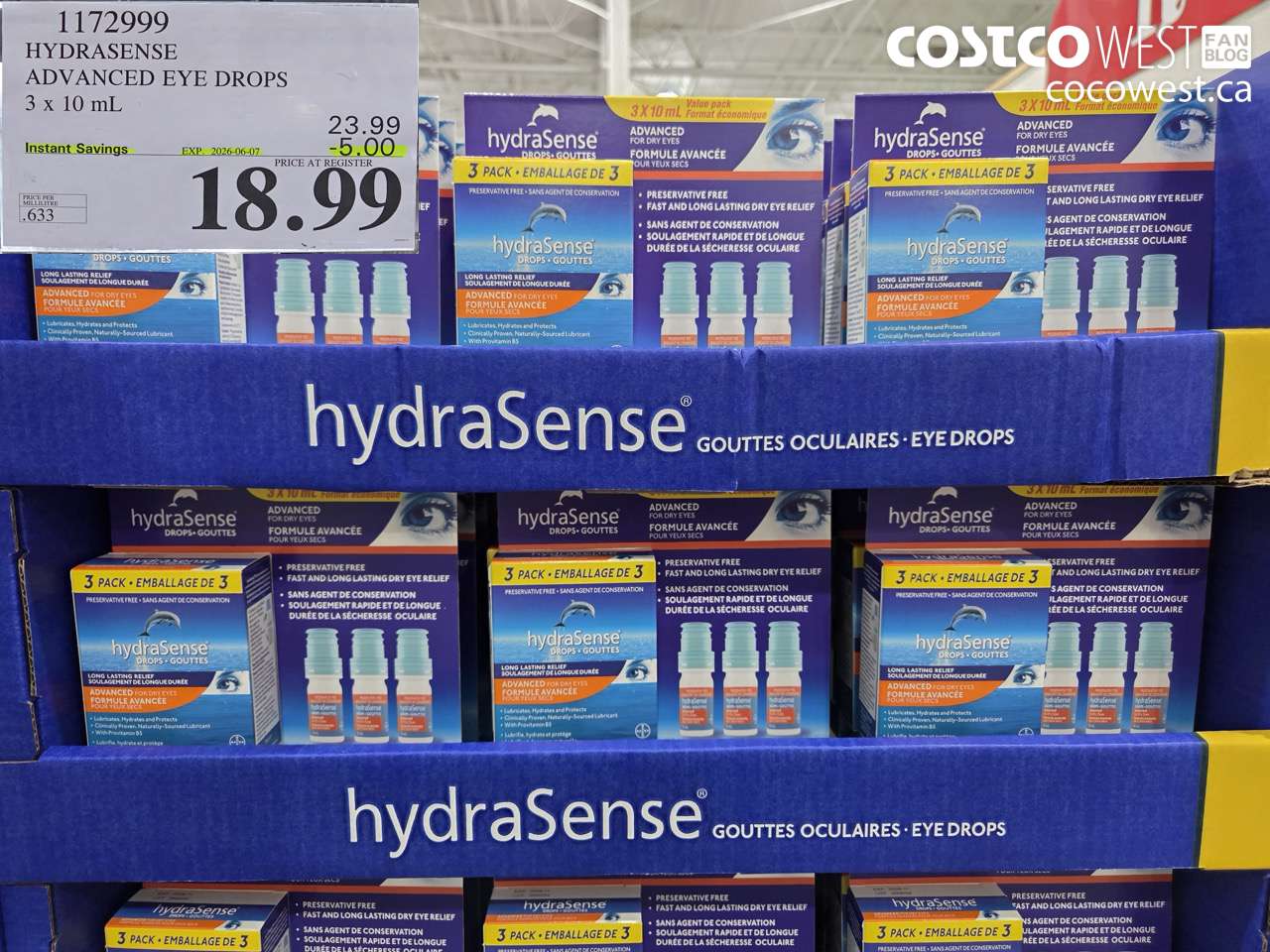 1172999 HYDRASENSE ADVANCED EYE DROPS 3 X 10 ML ($5.00 INSTANT SAVINGS EXPIRES ON 2026-06-07) $18.99
