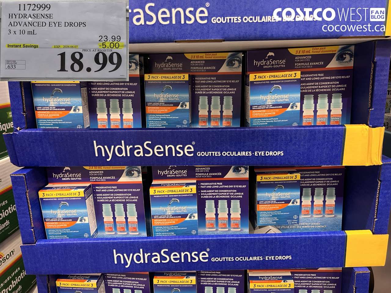 1172999 HYDRASENSE ADVANCED EYE DROPS 3 X 10 ML ($5.00 INSTANT SAVINGS EXPIRES ON 2026-06-07) $18.99