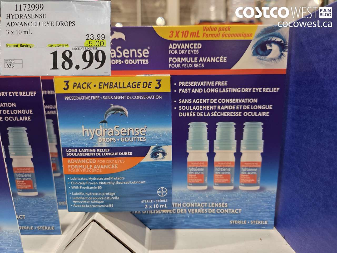 1172999 HYDRASENSE ADVANCED EYE DROPS 3 X 10 ML ($5.00 INSTANT SAVINGS EXPIRES ON 2026-06-07) $18.99