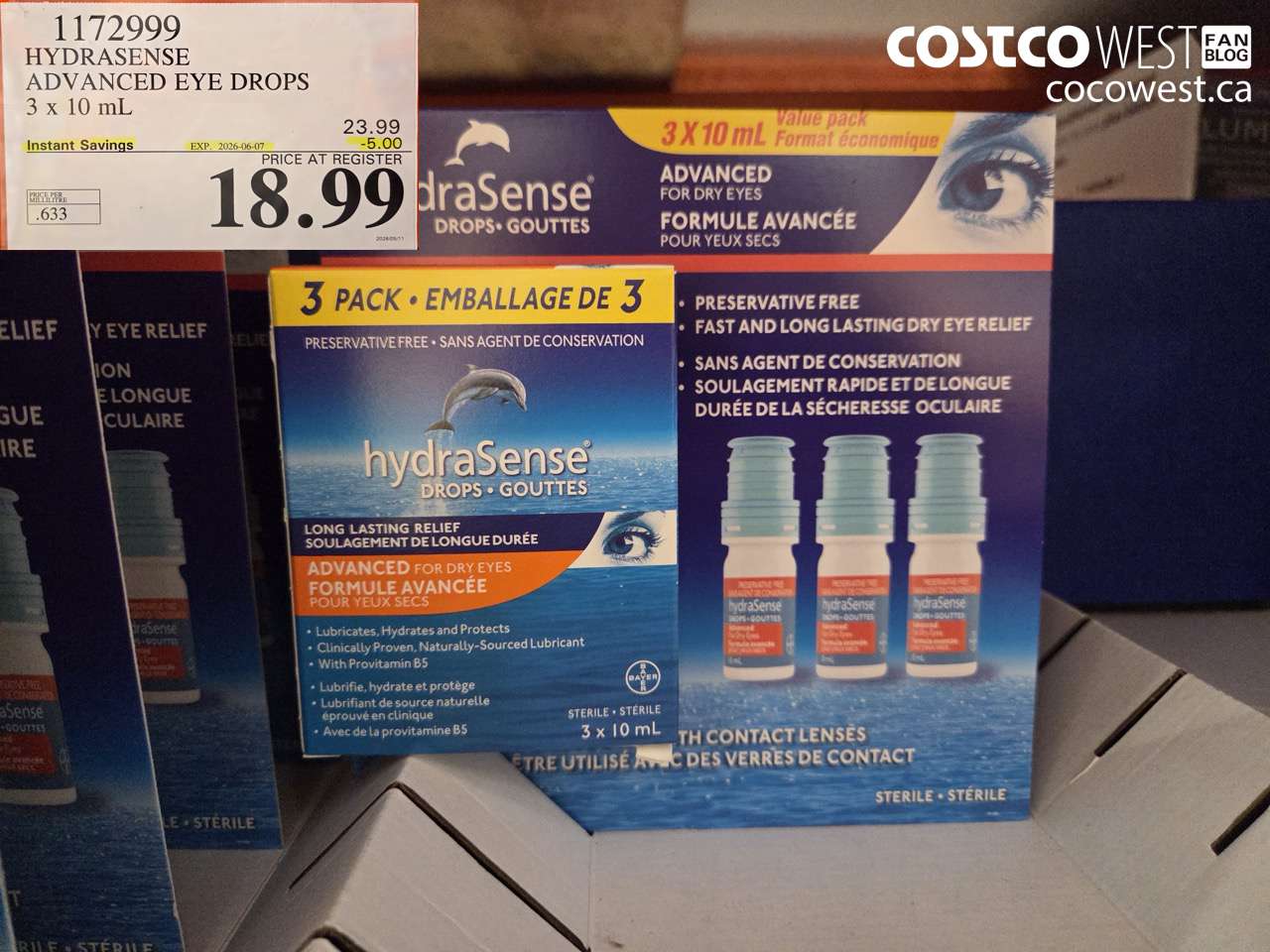 1172999 HYDRASENSE ADVANCED EYE DROPS 3 X 10 ML ($5.00 INSTANT SAVINGS EXPIRES ON 2026-06-07) $18.99