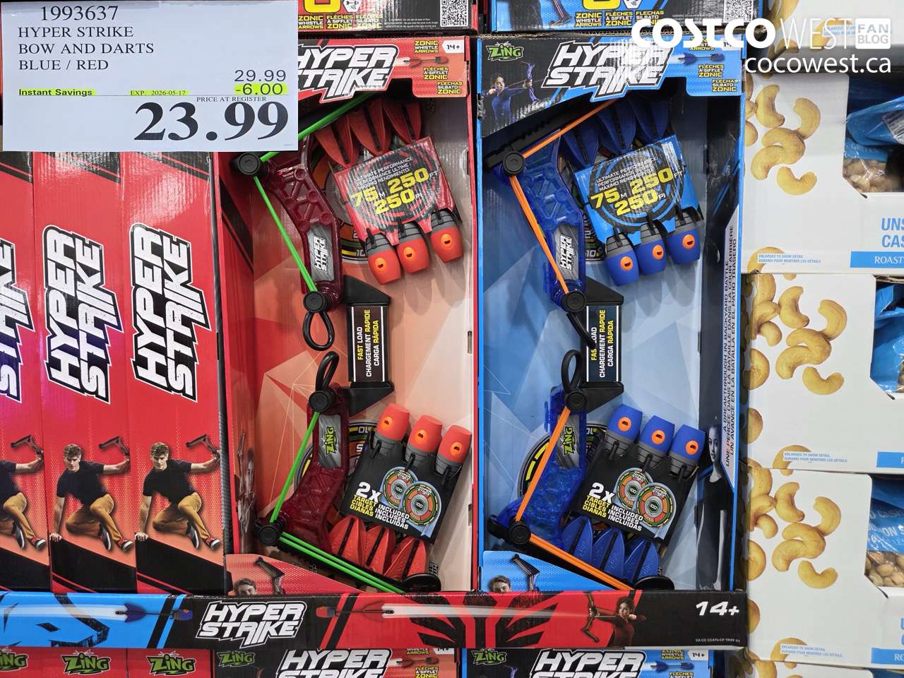 1993637 HYPER STRIKE BOW AND DARTS BLUE / RED ($6.00 INSTANT SAVINGS EXPIRES ON 2026-05-17) $23.99