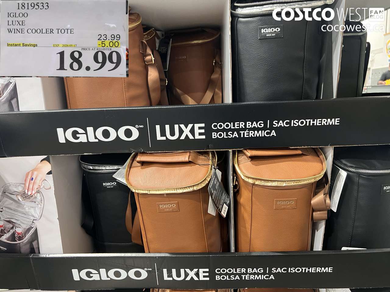 1819533 IGLOO LUXE WINE COOLER TOTE ($5.00 INSTANT SAVINGS EXPIRES ON 2026-05-17) $18.99