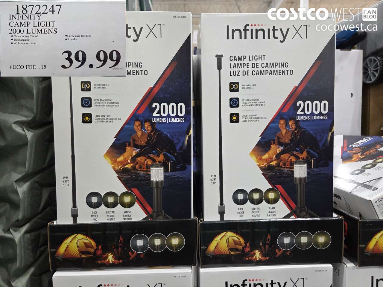 1872247 INFINITY CAMP LIGHT 2000 LUMENS $39.99