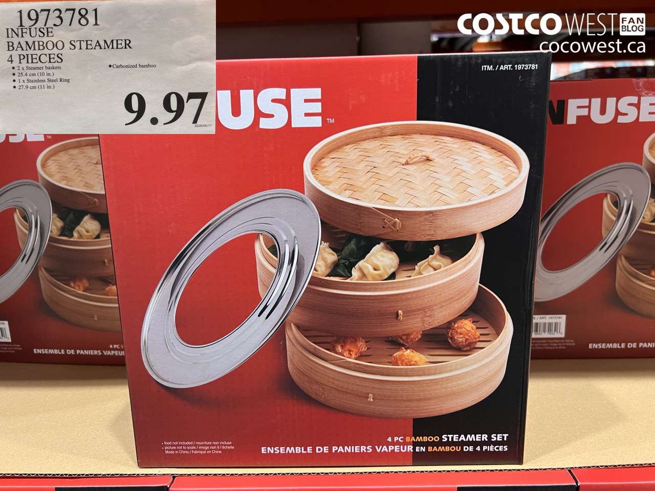 1973781 INFUSE BAMBOO STEAMER 4 PIECES $9.97