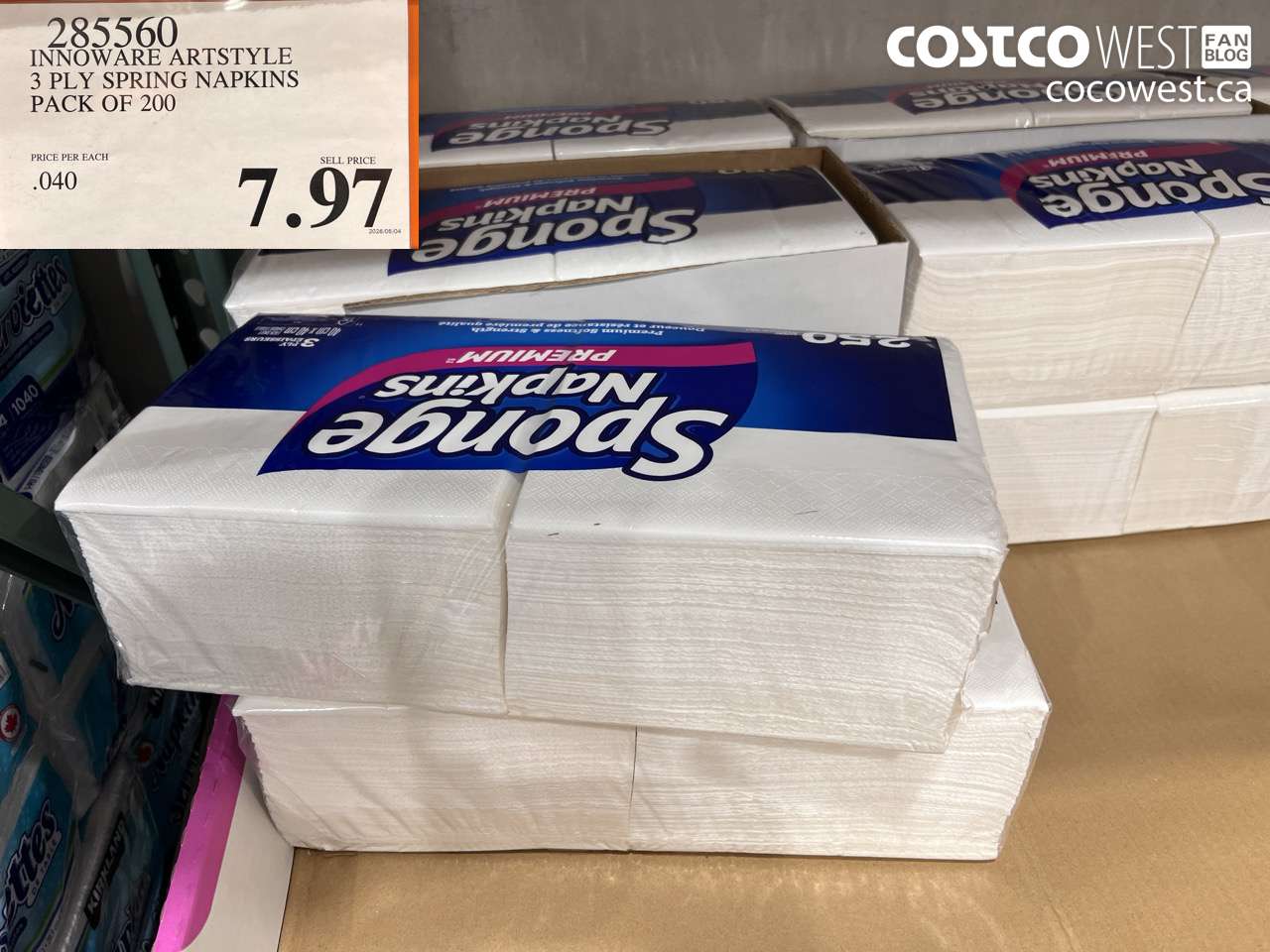 285560 INNOWARE ARTSTYLE 3 PLY SPRING NAPKINS PACK OF 200 $7.97