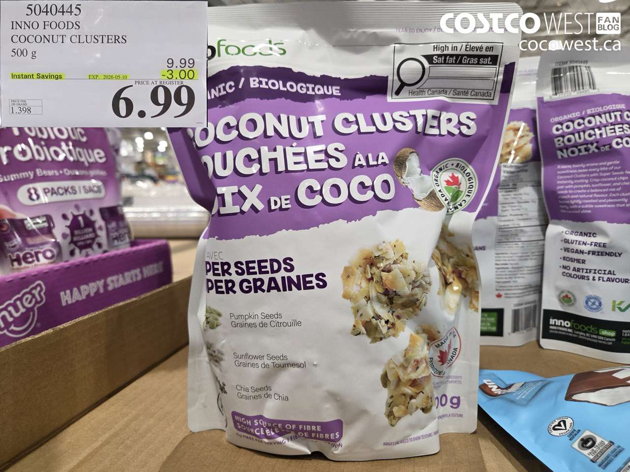 5040445 INNO FOODS COCONUT CLUSTERS 500 G ($3.00 INSTANT SAVINGS EXPIRES ON 2026-05-10) $6.99