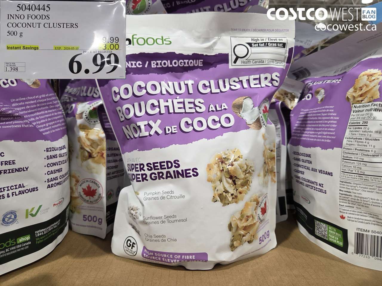 5040445 INNO FOODS COCONUT CLUSTERS 500 G ($3.00 INSTANT SAVINGS EXPIRES ON 2026-05-10) $6.99