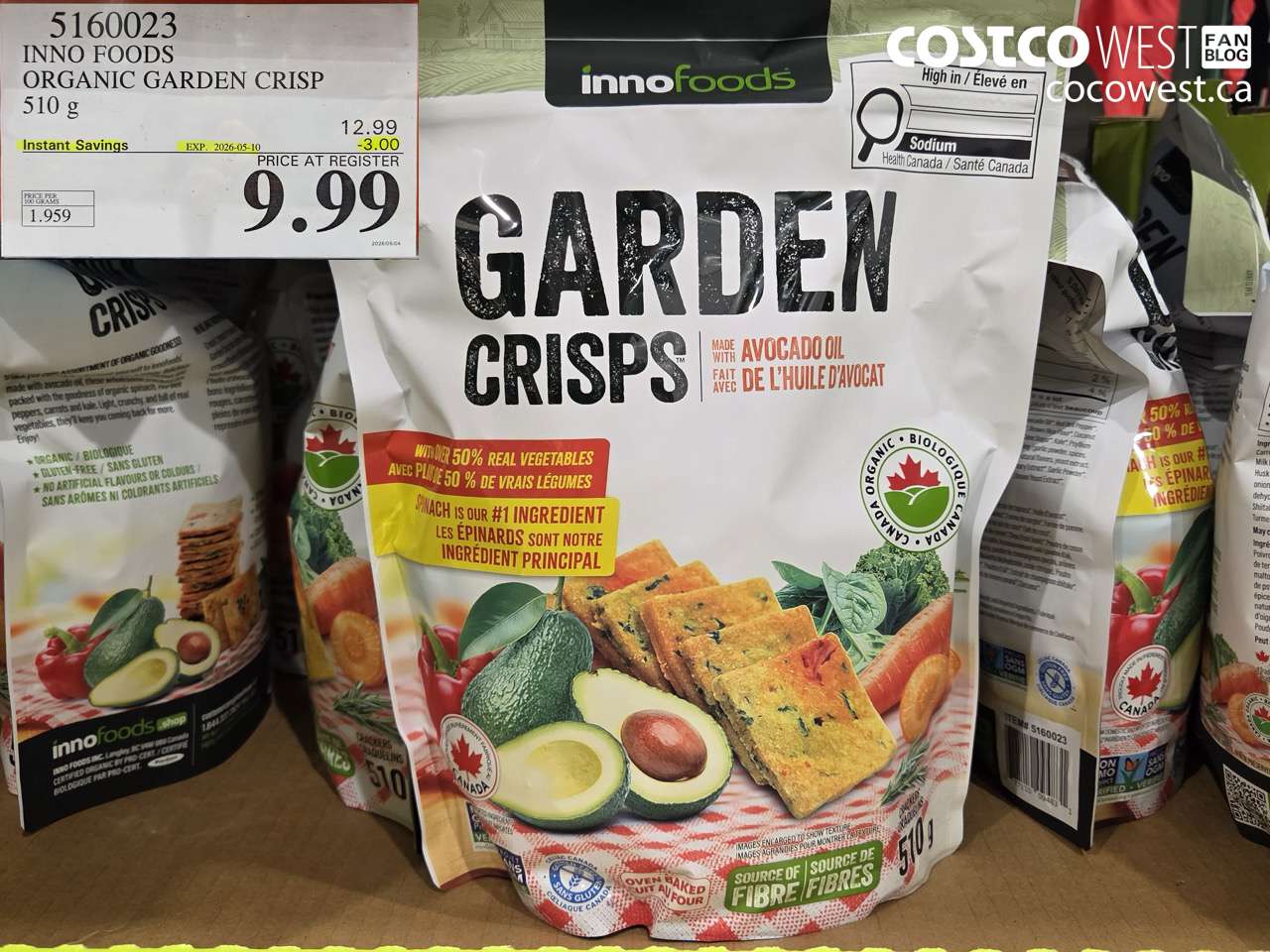 5160023 INNO FOODS ORGANIC GARDEN CRISP 510 G ($3.00 INSTANT SAVINGS EXPIRES ON 2026-05-10) $9.99