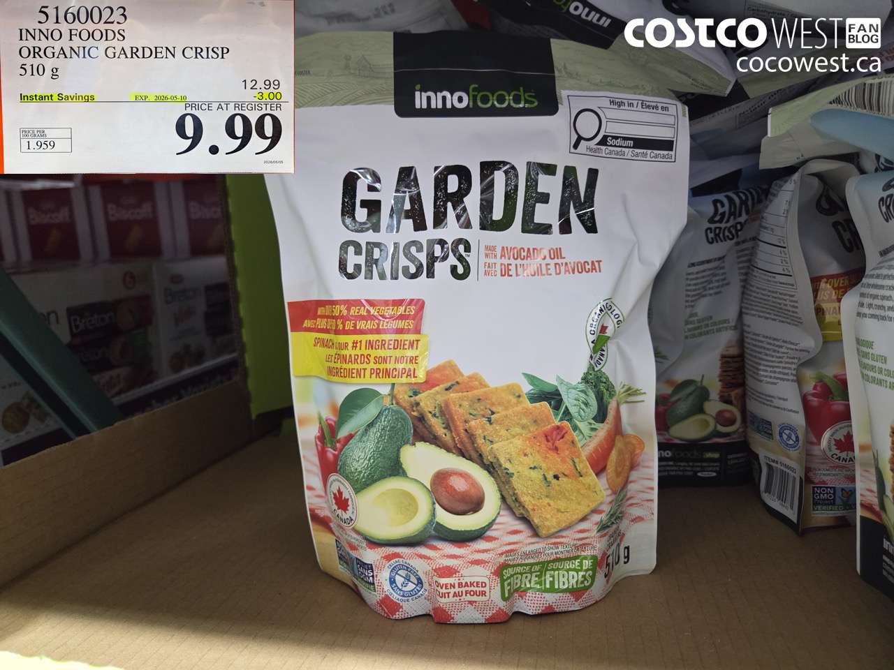 5160023 INNO FOODS ORGANIC GARDEN CRISP 510 G ($3.00 INSTANT SAVINGS EXPIRES ON 2026-05-10) $9.99