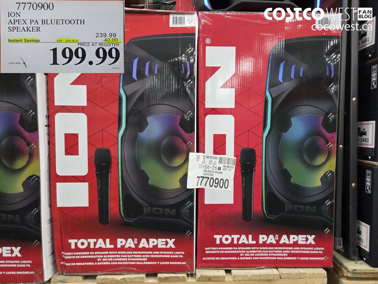 7770900 ION APEX PA BLUETOOTH SPEAKER ($40.00 INSTANT SAVINGS EXPIRES ON 2026-06-03) $199.99