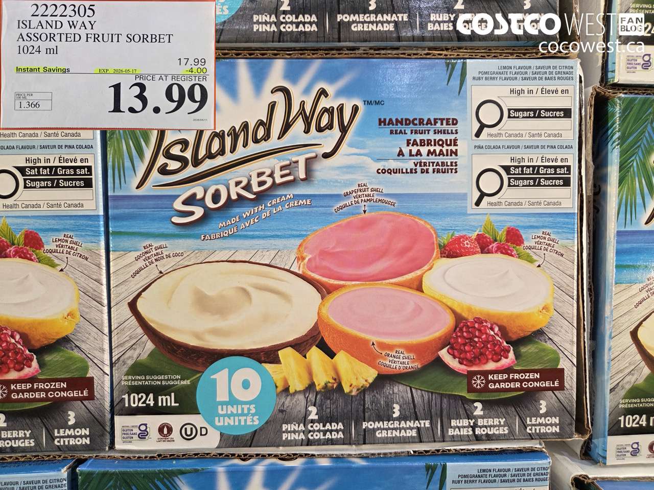 2222305 ISLAND WAY ASSORTED FRUIT SORBET 1024 ML ($4.00 INSTANT SAVINGS EXPIRES ON 2026-05-17) $13.99
