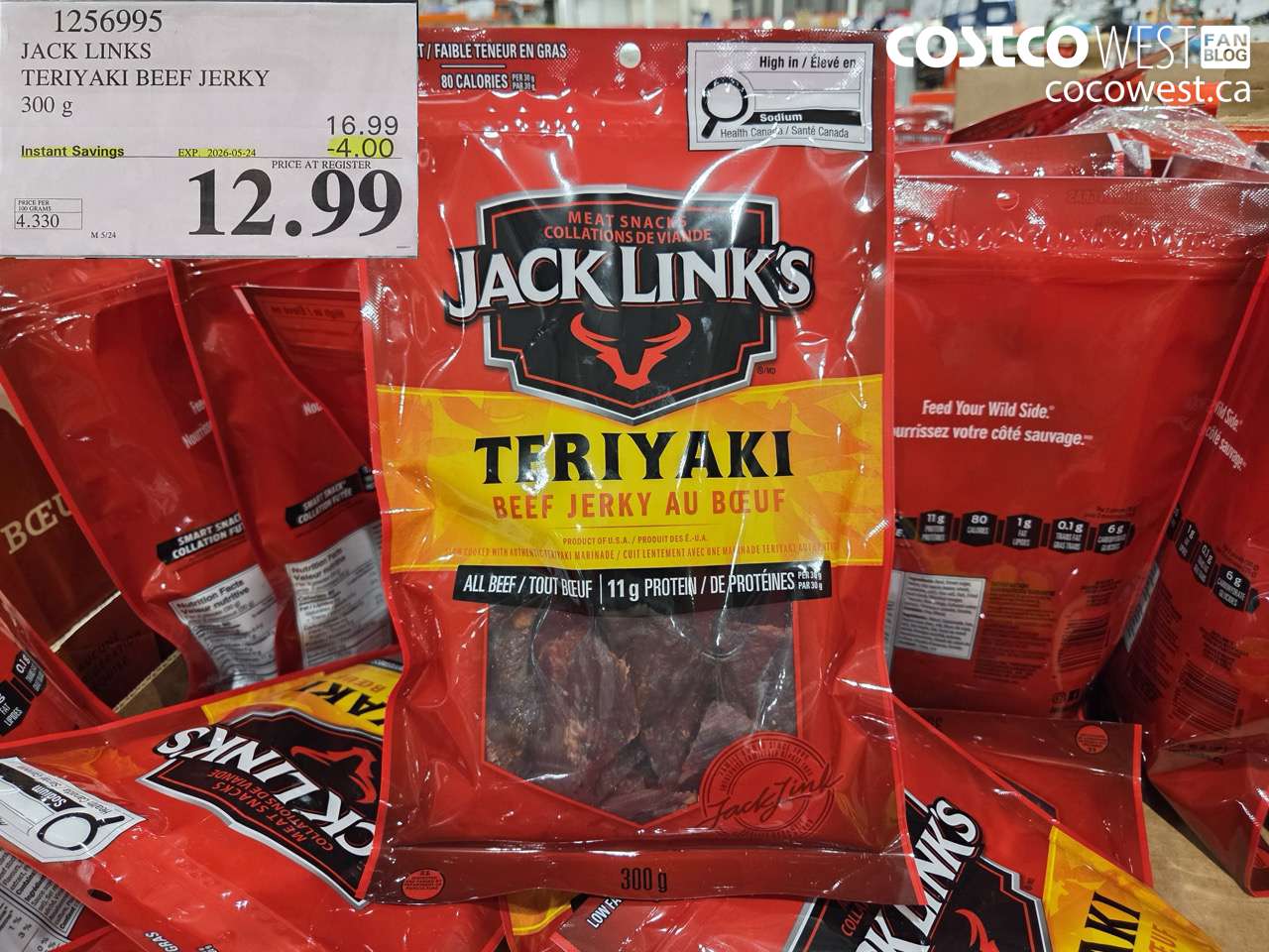 1256995 JACK LINKS TERIYAKI BEEF JERKY 300 G ($4.00 INSTANT SAVINGS EXPIRES ON 2026-05-24) $12.99