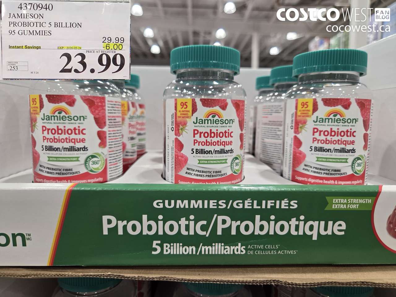 4370940 JAMIESON PROBIOTIC 5 BILLION 95 GUMMIES ($6.00 INSTANT SAVINGS EXPIRES ON 2026-05-24) $23.99