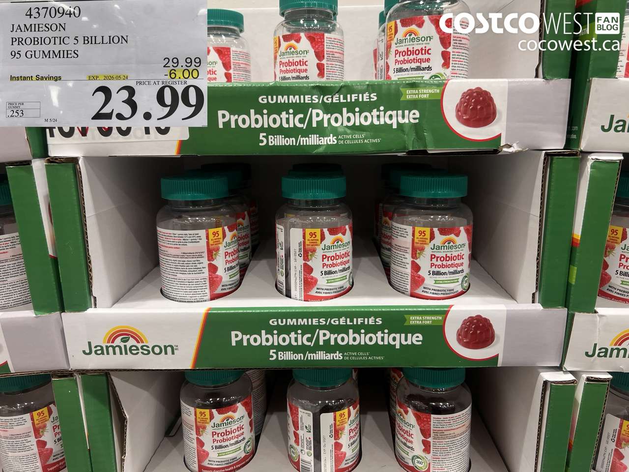 4370940 JAMIESON PROBIOTIC 5 BILLION 95 GUMMIES ($6.00 INSTANT SAVINGS EXPIRES ON 2026-05-24) $23.99
