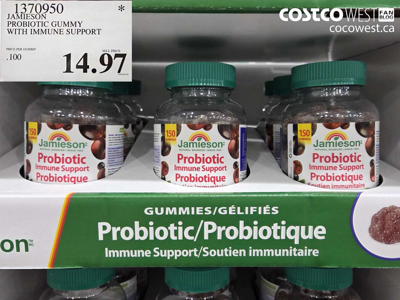 1370950 JAMIESON PROBIOTIC GUMMY WITH IMMUNE SUPPORT $14.97