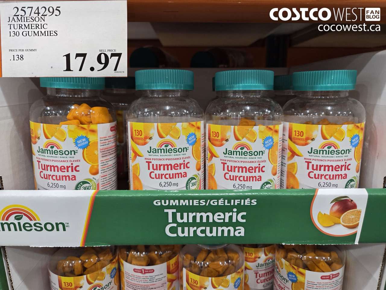 25744295 JAMIESON TURMERIC 130 GUMMIES $17.97